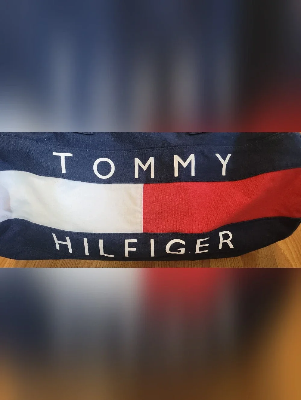 Vintage 90s Tommy Hilfiger Canvas Duffle Bag-Navy Blue/Red/White-Excel Condition